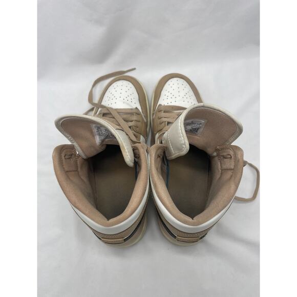 Women's Nike Jordan 1 Mid Sneakers in Sail/Black-Desert Size 10 BQ6472 103 - Picture 10 of 13